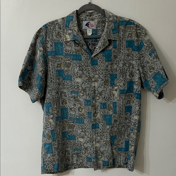 Nui Nalu Other - Vintage Nui Nalu Hawaiian Shirt Men's Large Teal/Gray Short-Sleeve Resort Wear